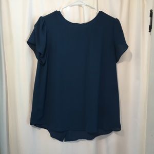Loft puff sleeve blouse with button back size m